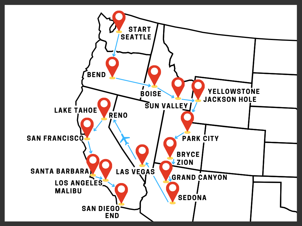 Western Riviera Adventure teen Tour Map
