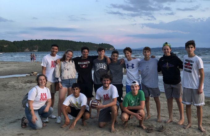 students at the beach