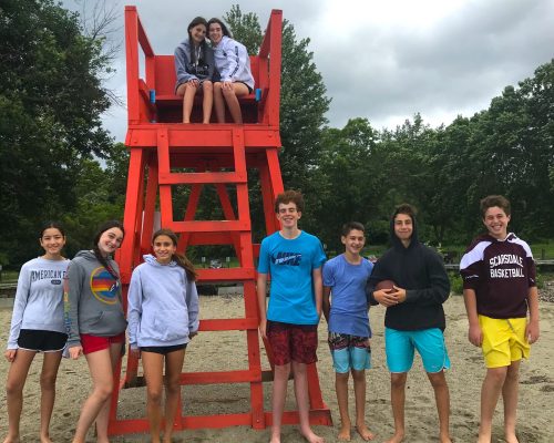 middle school students at the beach