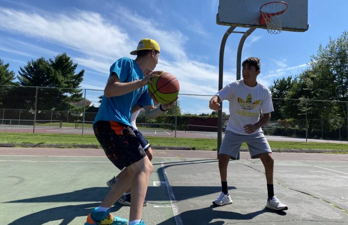 boys playing basketball