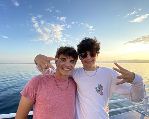 Male students on boat