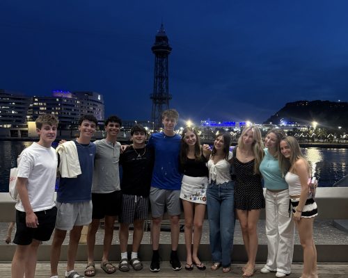 group at night barcelona